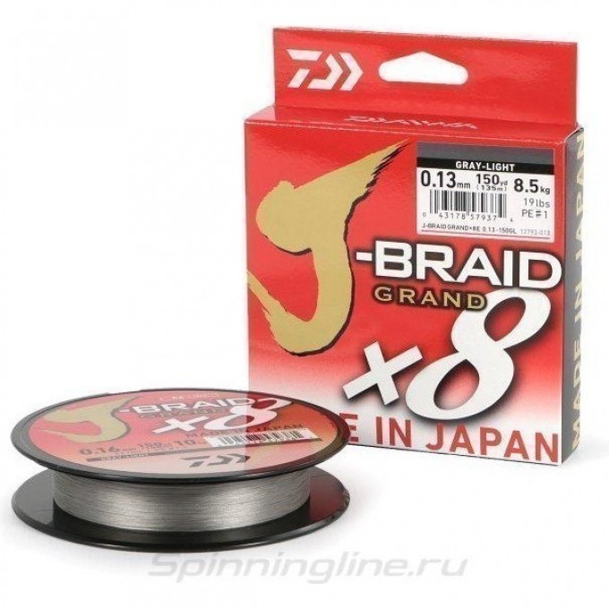 Шнур DAIWA J-BRAID GRAND X8 135М 0,28ММ GRAY-LIGHT 12793-028RU Шнур DAIWA J-BRAID GRAND X8 135М 0,28ММ GRAY-LIGHT 12793-028RU