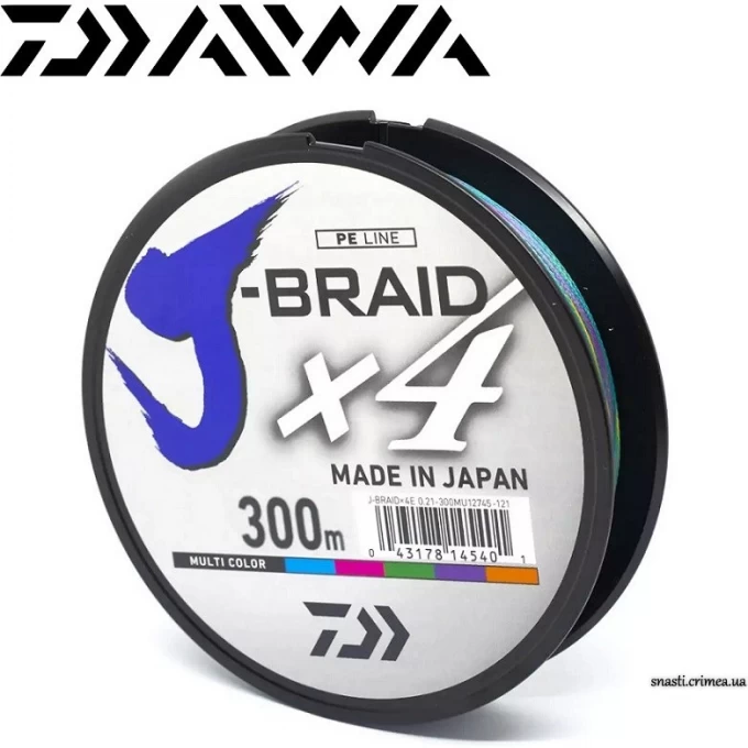 Шнур DAIWA J-Braid X4E 300м 0,13мм Multi Color 12745-113 Шнур DAIWA J-Braid X4E 300м 0,13мм Multi Color 12745-113