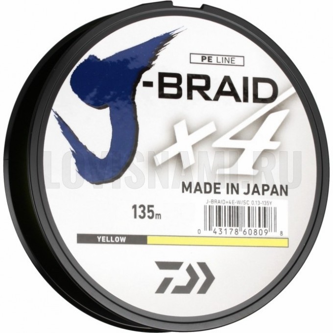 Шнур DAIWA J-Braid X4E-W/SC 0,10мм 135м желтый 12740-010 Шнур DAIWA J-Braid X4E-W/SC 0,10мм 135м желтый 12740-010