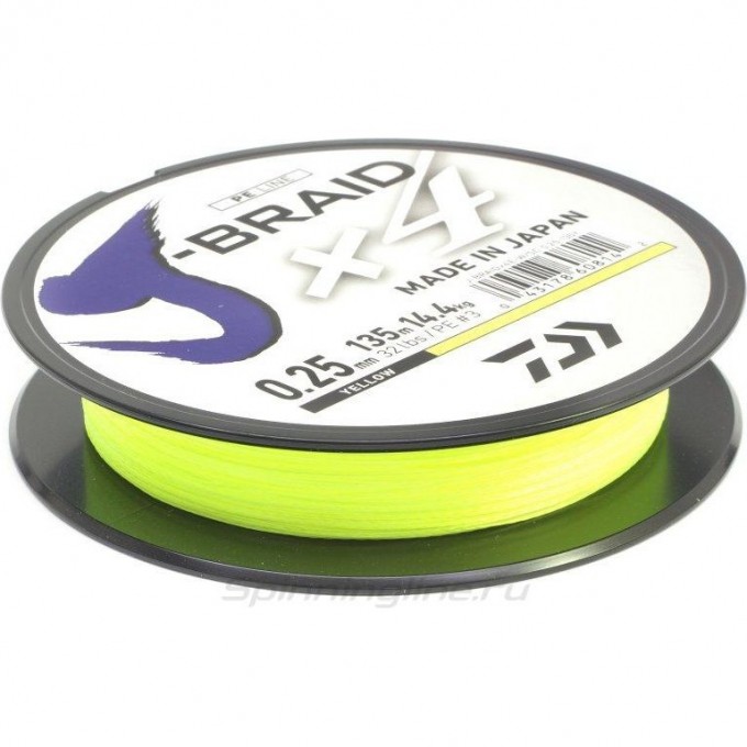 Шнур DAIWA J-Braid X4E-W/SC 0,17мм 135м желтый 12740-017 Шнур DAIWA J-Braid X4E-W/SC 0,17мм 135м желтый 12740-017