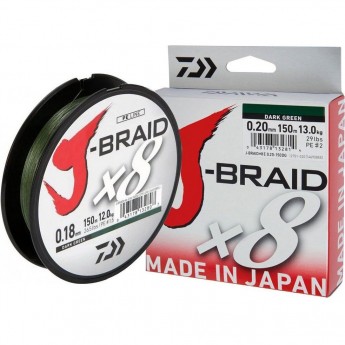 Шнур DAIWA J-Braid X8 0,10мм 150м dark green